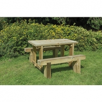 Wickes  Forest Garden Sleeper Garden Bench And Table Set 1.2m