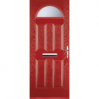 Wickes  Euramax 4 Panel 1 Arch Red Left Hand Composite Door 880mm x 