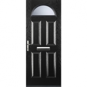 Euramax 4 Panel 1 Arch Black Right Hand Composite Door 920mm