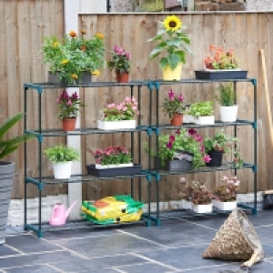 HomeBargains  VonHaus 4 Tier Steel Greenhouse Staging Unit