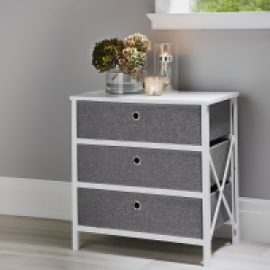 HomeBargains  Loft Range: Folding 3-Drawer Storage - Grey & White