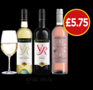Budgens  Hardys VR Pinot Grigio, Shiraz, Andantino Sangiovese Blush