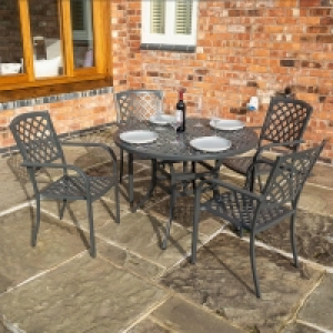 RobertDyas  Rowlinson Vienna Aluminium 4 Seater Dining Set - Gunmetal Gr