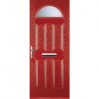 Wickes  Euramax 4 Panel 1 Arch Red Right Hand Composite Door 920mm x