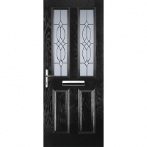 Wickes  Euramax 2 Panel 2 Square Black Right Hand Composite Door 880