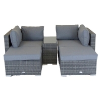 QDStores  Rattan Multi-use 2-3 Seater Garden Love Seat with Footstools