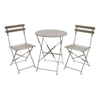 QDStores  Metal 3 Piece Garden Patio Furniture Table with 2 Chairs Tau
