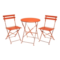 QDStores  Metal 3 Piece Garden Patio Furniture Table with 2 Chairs Cor