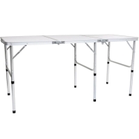 QDStores  Folding Lightweight Camping Triple Picnic Table L150cm - Whi