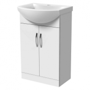 Wickes White Gloss Vanity Unit & Basin - 880 x 550mm £95.00