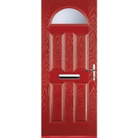 Wickes  Euramax 4 Panel 1 Arch Red Left Hand Composite Door 920mm x 