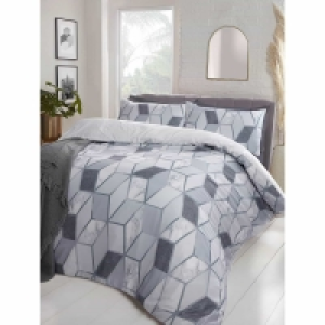 Mila Glitter Geo King Duvet Set - Silver