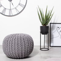 HomeBargains  Home Collections Rope Cotton Pouffe: Grey