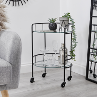 HomeBargains  Home Collections: 2 Tier Round Drinks Trolley - Black