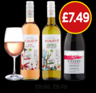 Purato Catarratto Pinot Grigio Organic, Organic Rose, Calvet £7.49