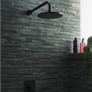 Wickes Quarzo Black Splitface Porcelain Mosaic 394 x 160mm