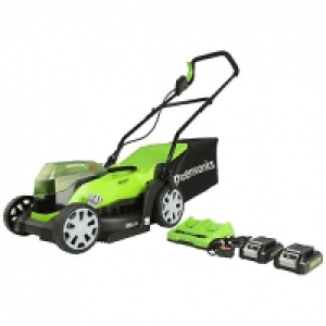 Wickes  Greenworks 48V Lawnmower with 2 x 24v 2Ah Batteries & 2A Cha