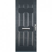 Wickes  Euramax 6 Panel Grey Left Hand Composite Door 920mm x 2100mm