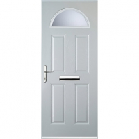 Wickes  Euramax 4 Panel 1 Arch White Right Hand Composite Door 840mm
