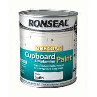 Wickes  Ronseal One Coat Cupboard & Melamine Paint - White Satin 750