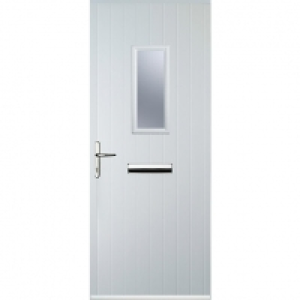 Wickes  Euramax 1 Square White Right Hand Composite Door 880mm x 210