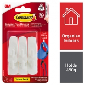 Command White Small Utility Hook - Pack of 6 £7.29