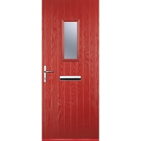 Wickes  Euramax 1 Square Red Right Hand Composite Door 880mm x 2100m
