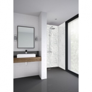 Mermaid Laminate White Marble 3 Sided Shower Panel Kit - 120