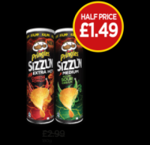 Budgens  Pringles Sizzln Extra Hot Cheese & Chilli Crisps, Sizzln Kic