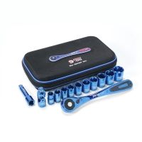 InExcess  Red Pro Tools 13pc Socket Set 3/8 Inch Drive (9.00 Series) - Blu