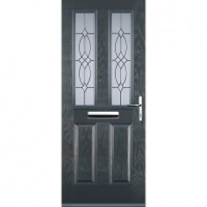 Wickes  Euramax 2 Panel 2 Square Grey Left Hand Composite Door 920mm