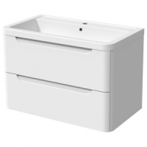 Wickes Malmo Gloss White J Pull Wall Hung Vanity Unit - 657  £510.00
