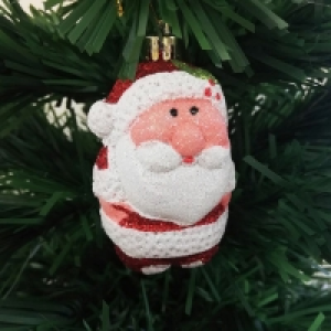 QDStores  4 Pack Of Glitter Santa Hanging Christmas Tree Ornaments