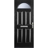 Wickes  Euramax 4 Panel 1 Arch Black Left Hand Composite Door 840mm 