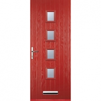 Wickes  Euramax 4 Square Red Right Hand Composite Door 920mm x 2100m