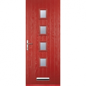 Wickes  Euramax 4 Square Red Right Hand Composite Door 920mm x 2100m