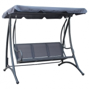 Charles Bentley 3 Seater Metal Garden Swing Seat - Grey