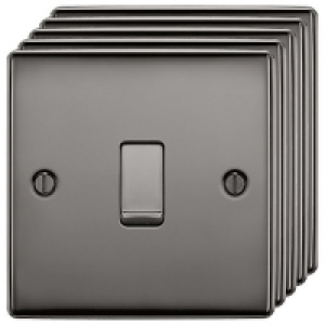BG 10Ax Screwed Raised Plate Single Switch 2 Way 5 Pack- Bla