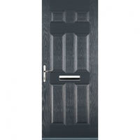 Wickes  Euramax 6 Panel Grey Right Hand Composite Door 920mm x 2100m