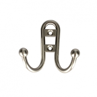 Wickes  Wickes 2 Pronged Hat and Coat Hook Ball End Brushed - Nickel