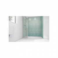 Wickes  Mermaid Blue Reef Gloss Laminate Single Shower Panel 2400mm 