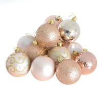 QDStores  35 Pack of 6cm Christmas Tree Baubles Rose Gold