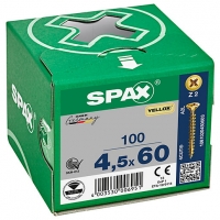 Wickes  Spax Pz Countersunk Yellox Screws - 4.5x60mm Pack Of 100