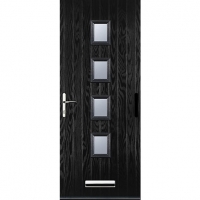 Wickes  Euramax 4 Square Black Right Hand Composite Door 920mm x 210