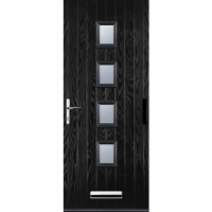 Wickes  Euramax 4 Square Black Right Hand Composite Door 920mm x 210