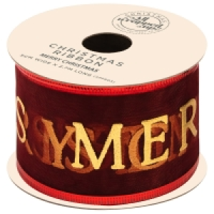 Traditional Christmas Gift Ribbon 2.7m - Merry Christmas