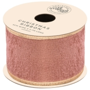 Christmas Rose Gold Gift Ribbon 2.7m - Textured