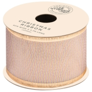 Christmas Rose Gold Gift Ribbon 2.7m - Stripes