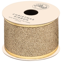 BMStores  Christmas Champagne Gift Ribbon 2.7m - Glitter