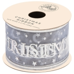 Christmas Silver Gift Ribbon 2.7m - Christmas Magic